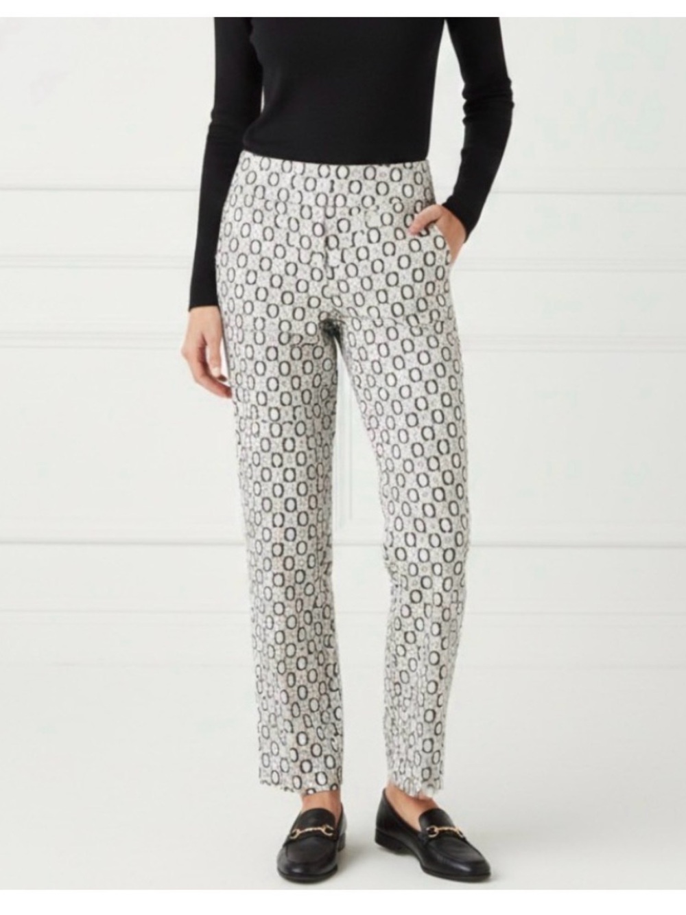 Swing Control Womens Pants Sz L Geometric Ring Print Pull On Golf Stretch Ankle